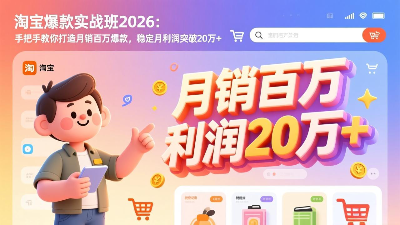 淘宝爆款实战班-2026年3月更新：手把手教你打造月销百万爆款，稳定月利润突破20万+-鼎铸网