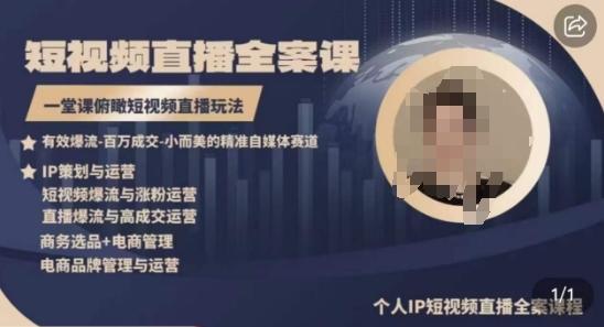 高品质IP短视频直播全案课程，一堂课俯瞰短视频直播玩法-鼎铸网