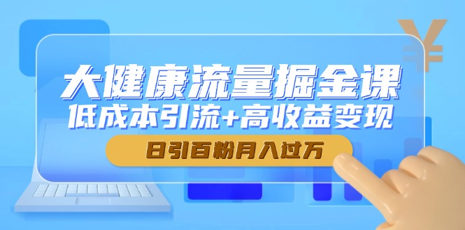 大健康流量掘金课，低成本引流+高收益变现，日引百粉月入过万-鼎铸网