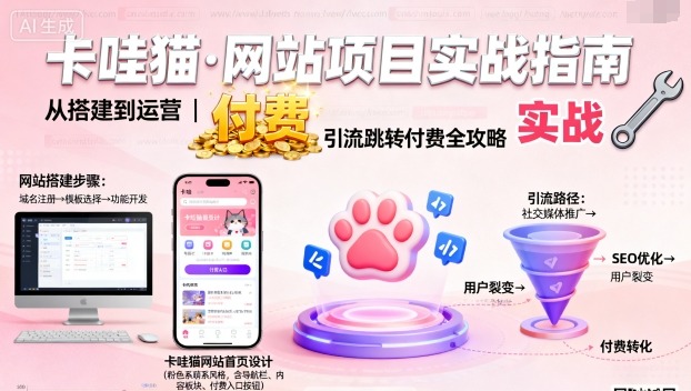 卡哇猫·网站项目，网站搭建与运营以及引流跳转付费-鼎铸网