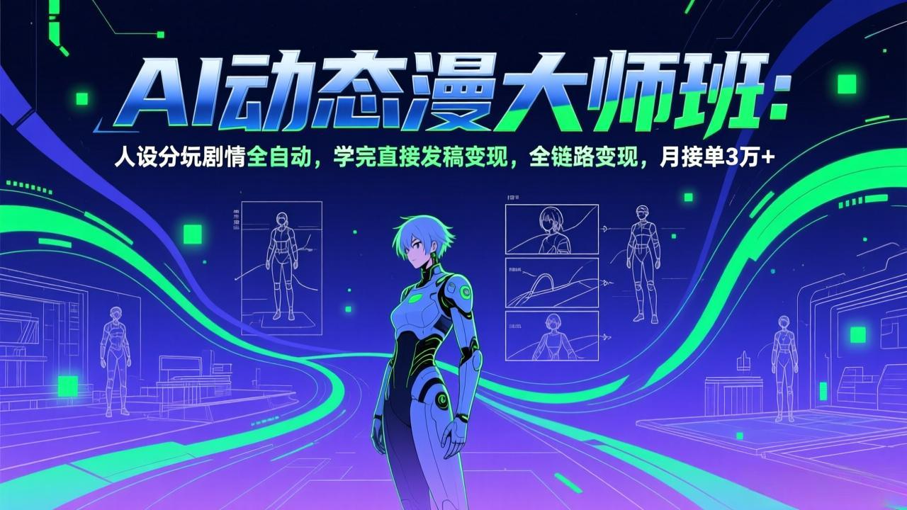AI动态漫剧大师班：人设分镜剧情全自动，学完直接发稿变现，全链路变现，月接单3万+-鼎铸网