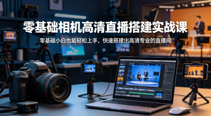 零基础相机高清直播间搭建实战课，小白也能轻松上手，快速搭建出高清专业的直播间-鼎铸网