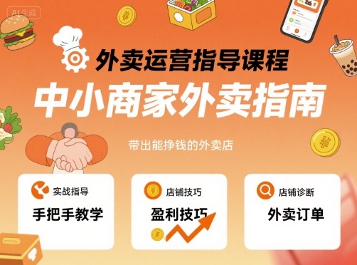 外卖运营指导课程，中小商家外卖指南，手把手带出能挣钱的外卖店-鼎铸网