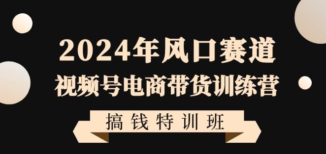 2024年风口赛道视频号电商带货训练营搞钱特训班，带领大家快速入局自媒体电商带货-鼎铸网