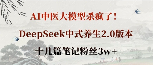 AI中医大模型杀疯了！DeepSeek中式养生2.0版本，十几篇笔记粉丝3w+-鼎铸网