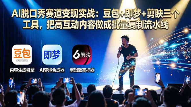 AI脱口秀赛道变现实战：豆包+即梦+剪映三个工具，把高互动内容做成批量复制流水线-鼎铸网