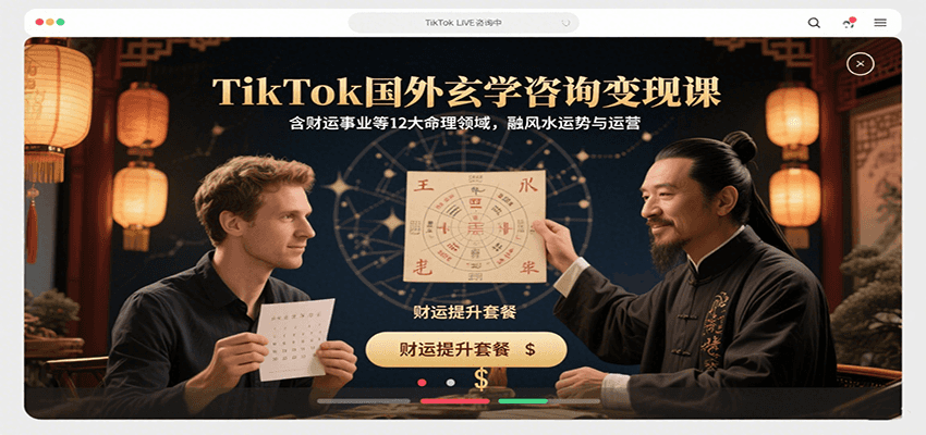 TikTok国外玄学咨询变现课，含财运事业等12大命理领域，融风水运势与运营-鼎铸网