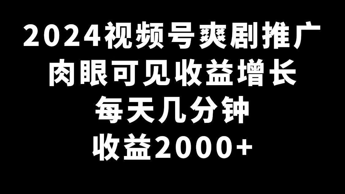 2024视频号爽剧推广，肉眼可见的收益增长，每天几分钟收益2000+-鼎铸网