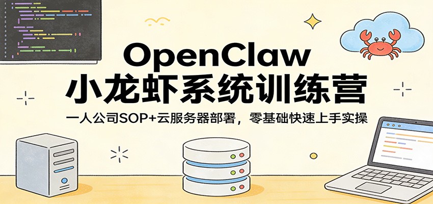 OpenClaw小龙虾系统训练营：一人公司SOP，云服务器部署，零基础快速上手实操-鼎铸网