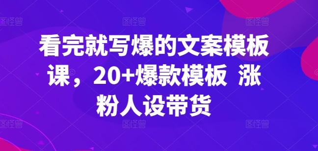 看完就写爆的文案模板课，20+爆款模板  涨粉人设带货-鼎铸网