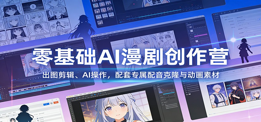 零基础AI漫剧创作营：出图剪辑、AI操作，配套专属配音克隆与动画素材-鼎铸网