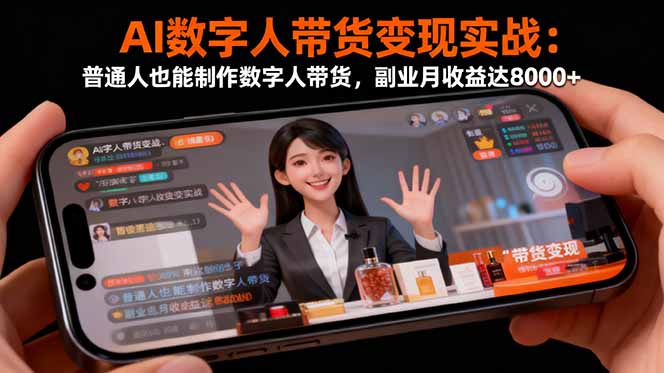 AI数字人带货变现实战：普通人也能制作数字人带货，副业月收益达8000+-鼎铸网