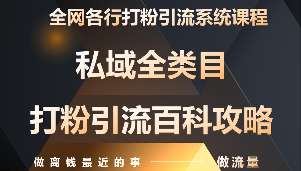 月入9万：全网唯一私域打粉引流神课，零基础手把手带你引流变现-鼎铸网