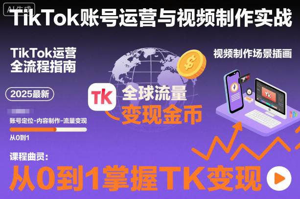 2025最新TikTok账号运营与视频制作实战全流程，从0到1掌握TK变现(含11月最新TK搬运技术)-鼎铸网
