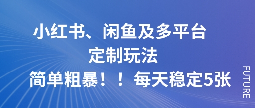 小红书、闲鱼及多平台定制玩法简单粗暴！每天稳定5张-鼎铸网