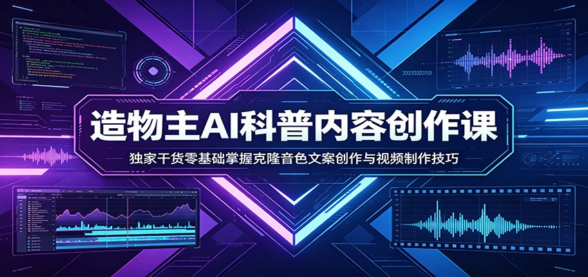 AI科普内容创作课：独家干货零基础掌握克隆音色文案创作与视频制作技巧-鼎铸网