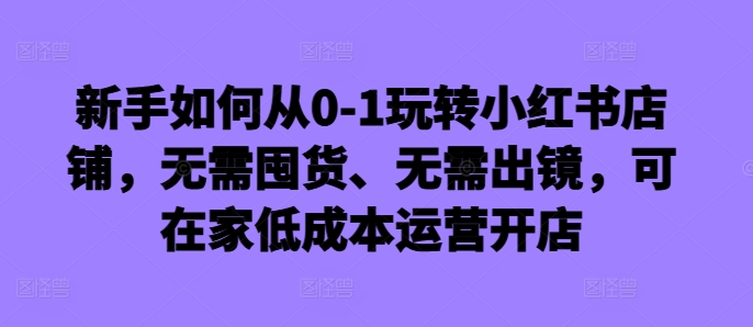 新手如何从0-1玩转小红书店铺，无需囤货、无需出镜，可在家低成本运营开店-鼎铸网