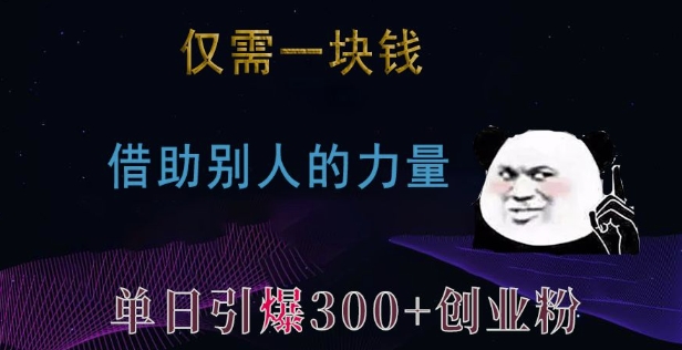 仅需一块钱，借助别人的力量，单日引爆300+创业粉、兼职粉【揭秘】-鼎铸网
