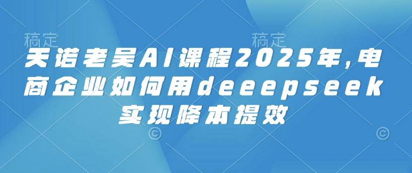 天诺老吴AI课程2025年，电商企业如何用deeepseek实现降本提效-鼎铸网