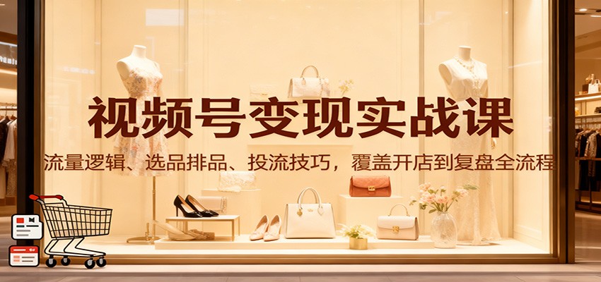 视频号变现实战课：流量逻辑、选品排品、投流技巧，覆盖开店到复盘全流程-鼎铸网