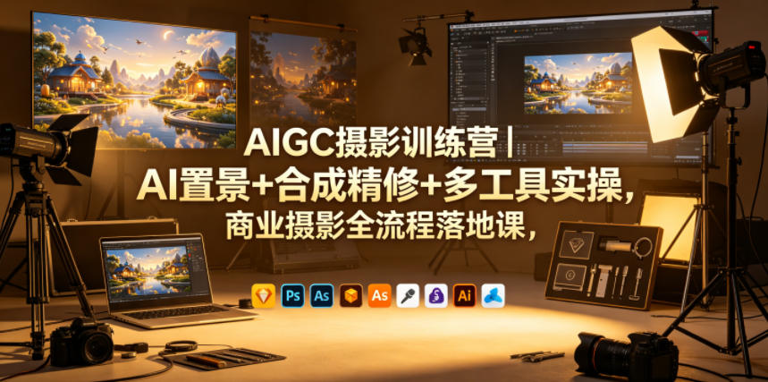 AIGC摄影训练营｜AI置景+合成精修+多工具实操，商业摄影全流程落地课-鼎铸网