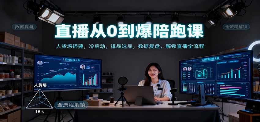 直播从0到爆陪跑课：人货场搭建，冷启动，排品选品，数据复盘，解锁直播全流程-鼎铸网