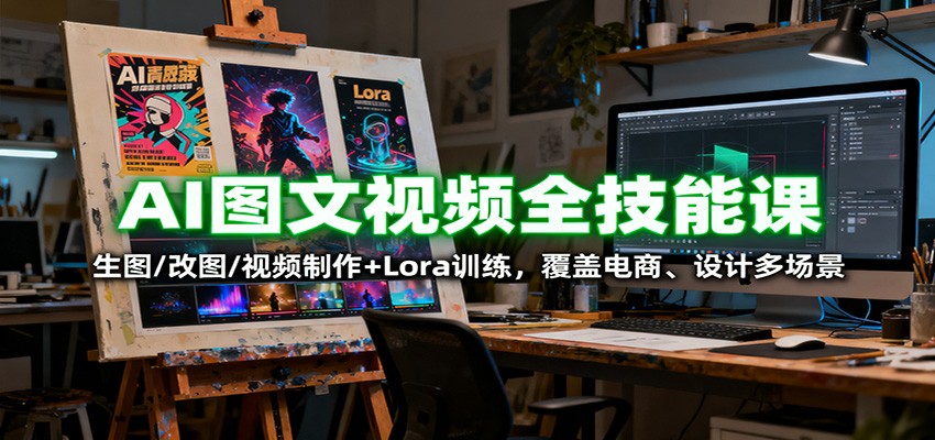 AI图文视频全技能课：生图/改图/视频制作+Lora训练，覆盖电商 、设计多场景-鼎铸网
