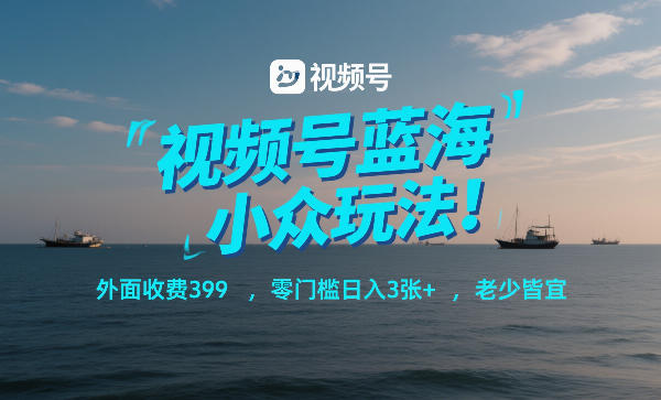 视频号蓝海小众玩法！外面收费399，零门槛日入3张+，老少皆宜-鼎铸网