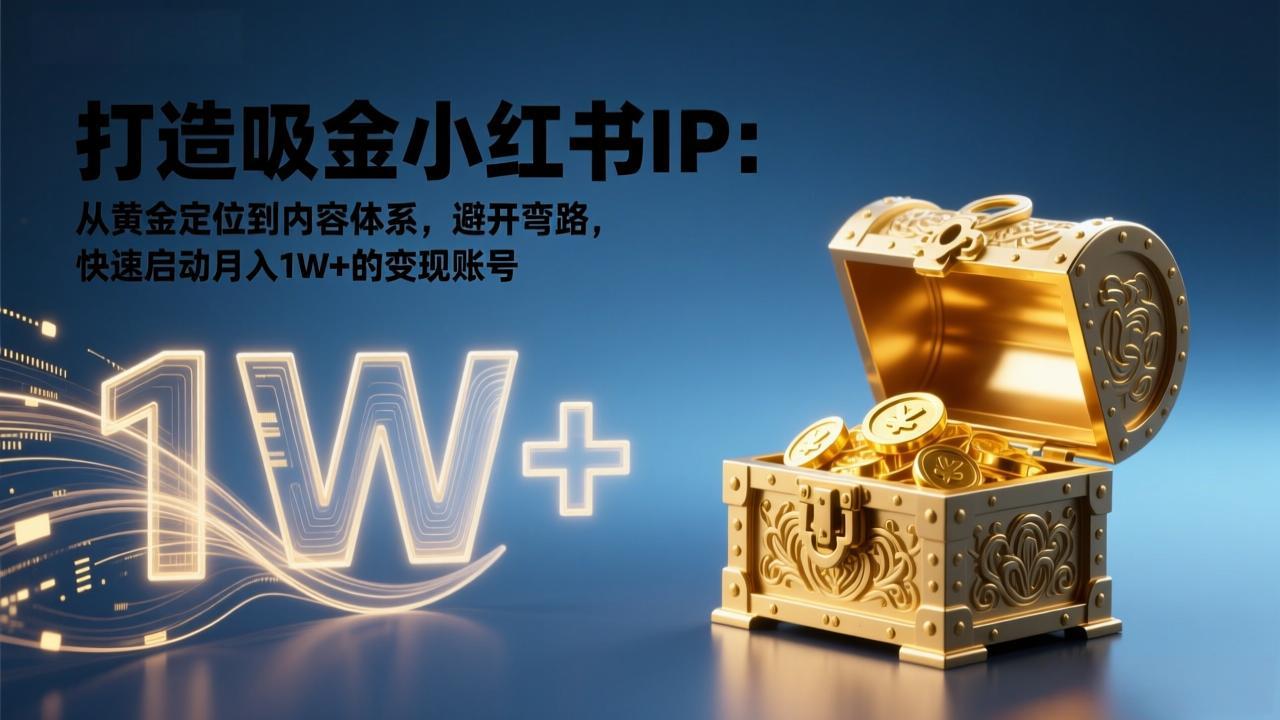 打造吸金小红书IP：从黄金定位到内容体系，避开弯路，快速启动月入1W+的变现账号-鼎铸网