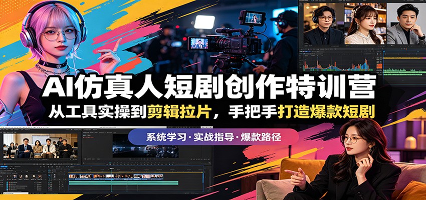 AI仿真人短剧创作特训营：从工具实操到剪辑拉片，手把手打造爆款短剧-鼎铸网