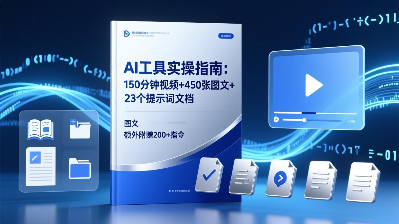 AI工具实操指南：150分钟视频+450张图文+23个提示词文档，额外附赠200+指令-鼎铸网