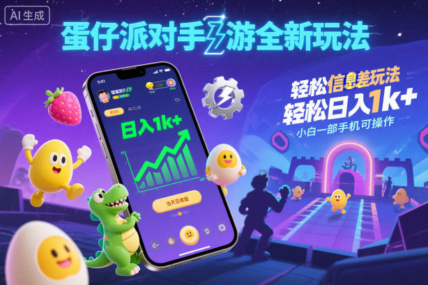 蛋仔派对手游全新玩法，轻松日入1k+，风口信息差玩法，当天见收益，小白一部手机可操作-鼎铸网