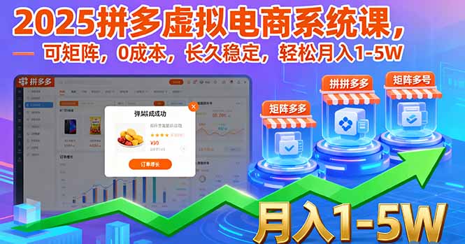 2025拼多多虚拟电商系统课，可矩阵，0成本，长久稳定，轻松月入1-5W-鼎铸网