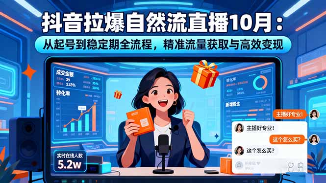 抖音拉爆自然流直播10月：从起号到稳定期全流程，精准流量获取与高效变现-鼎铸网