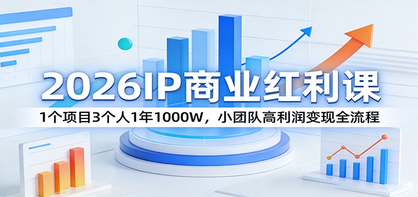 2026IP商业红利课：1个项目3个人1年1000W，小团队高利润变现全流程-鼎铸网