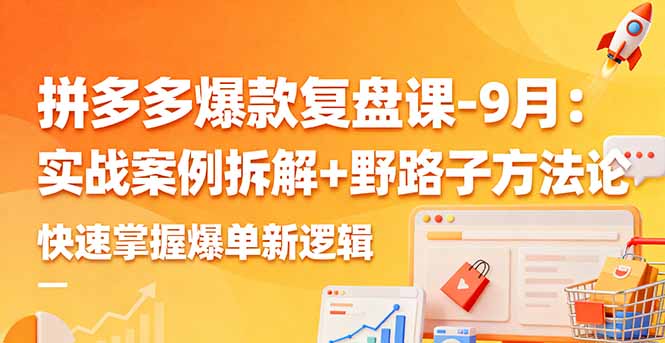 拼多多爆款复盘课-9月：实战案例拆解+野路子方法论，快速掌握爆单新逻辑-鼎铸网