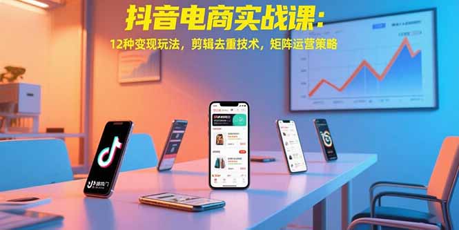 抖音电商实战课：12种变现玩法，剪辑去重技术，矩阵运营策略-鼎铸网