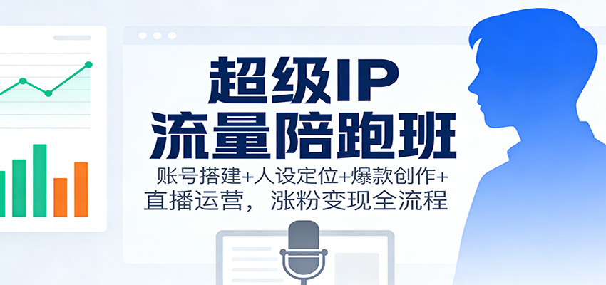 超级IP流量陪跑班：账号搭建+人设定位+爆款创作+直播运营，涨粉变现全流程-鼎铸网