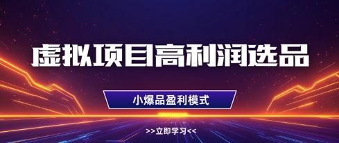 虚拟项目高利润选品方法，做好单店利润1W+，可多店倍增利润-鼎铸网