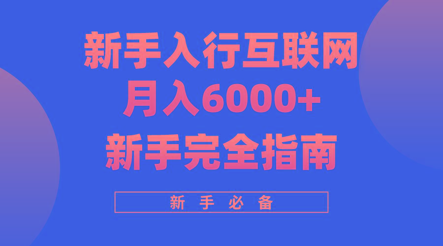 (10058期)互联网新手月入6000+完全指南 十年创业老兵用心之作，帮助小白快速入门-鼎铸网