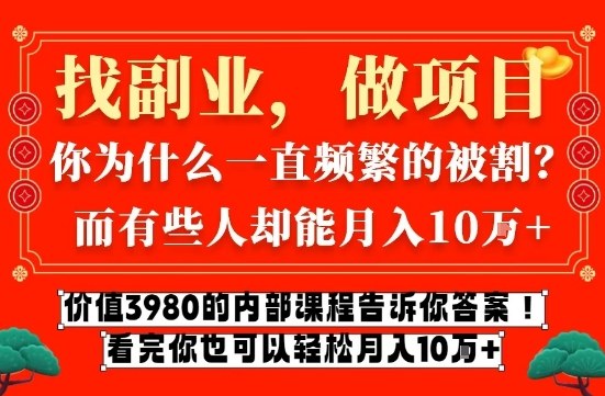 价值3980的网创内部课程，告诉你互联网创业月入10个W的秘密【揭秘】-鼎铸网
