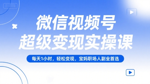 微信视频号超级变现实操课，每天1小时，轻松变现，宝妈职场人副业首选-鼎铸网