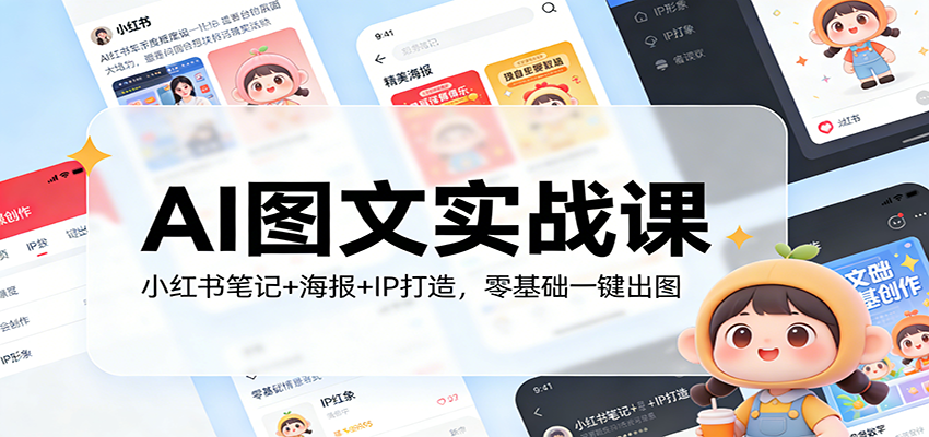 AI图文实战课：小红书笔记+海报+IP打造，零基础一键出图-鼎铸网