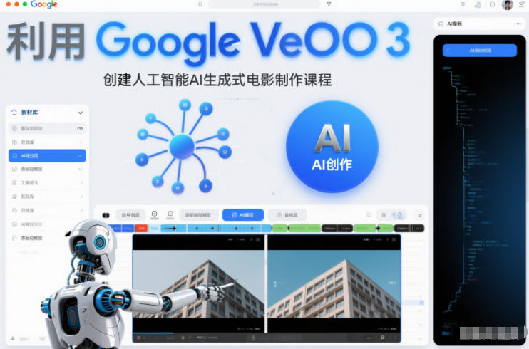 利l用Google Veo 3创建人工智能AI生成式电影制作课程，使用人工智能的力量创建令人惊叹的视频-鼎铸网