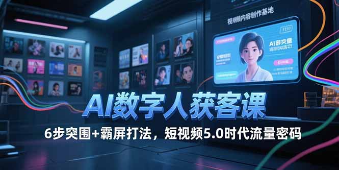 AI数字人获客课，6步突围+霸屏打法，短视频5.0时代流量密码-鼎铸网