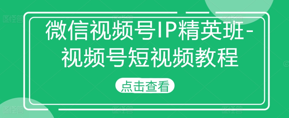 微信视频号IP精英班-视频号短视频教程-鼎铸网