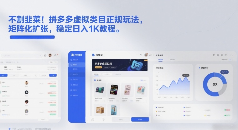 不割韭菜！拼多多虚拟类目正规玩法，矩阵化扩张，稳定日入1K教程【揭秘】-鼎铸网