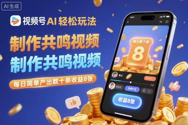 视频号AI轻松玩法，制作共鸣视频，每日简单产出数十条收益8张-鼎铸网
