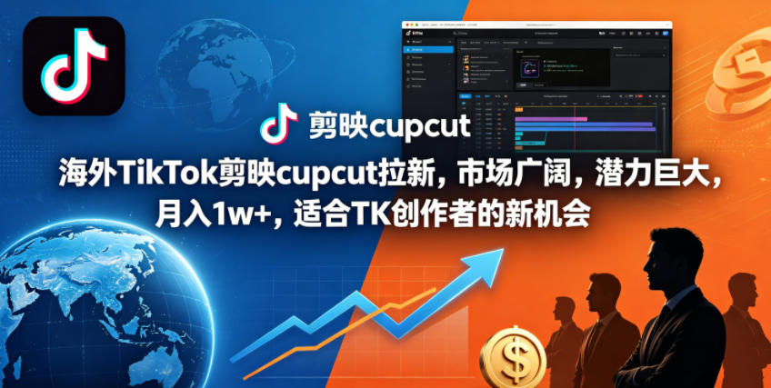 海外TikTok剪映cupcut拉新，市场广阔，潜力巨大，月入1w+，适合TK创作者的新机会-鼎铸网