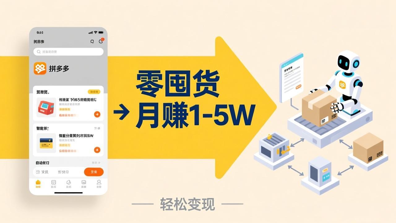 不用囤货不用跑单！拼多多虚拟玩法，机器人管理发货和客服，帮你月赚 1-5W-鼎铸网